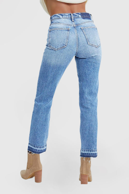 Women's High Waisted Straight Leg Wide Leg Casual Stretch Jeans