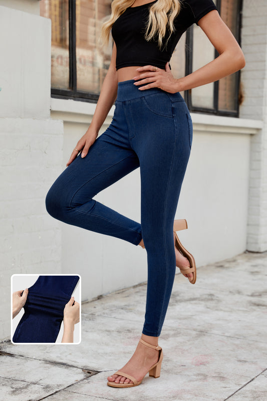 Back Pocket Stretchy Denim Casual Leggings