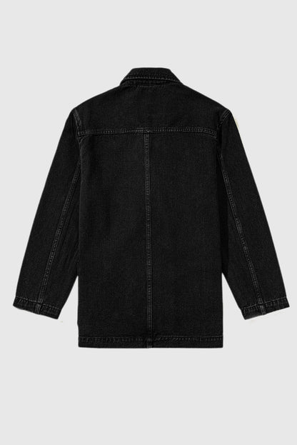 Side Pockets Lapel Collar Denim Jacket