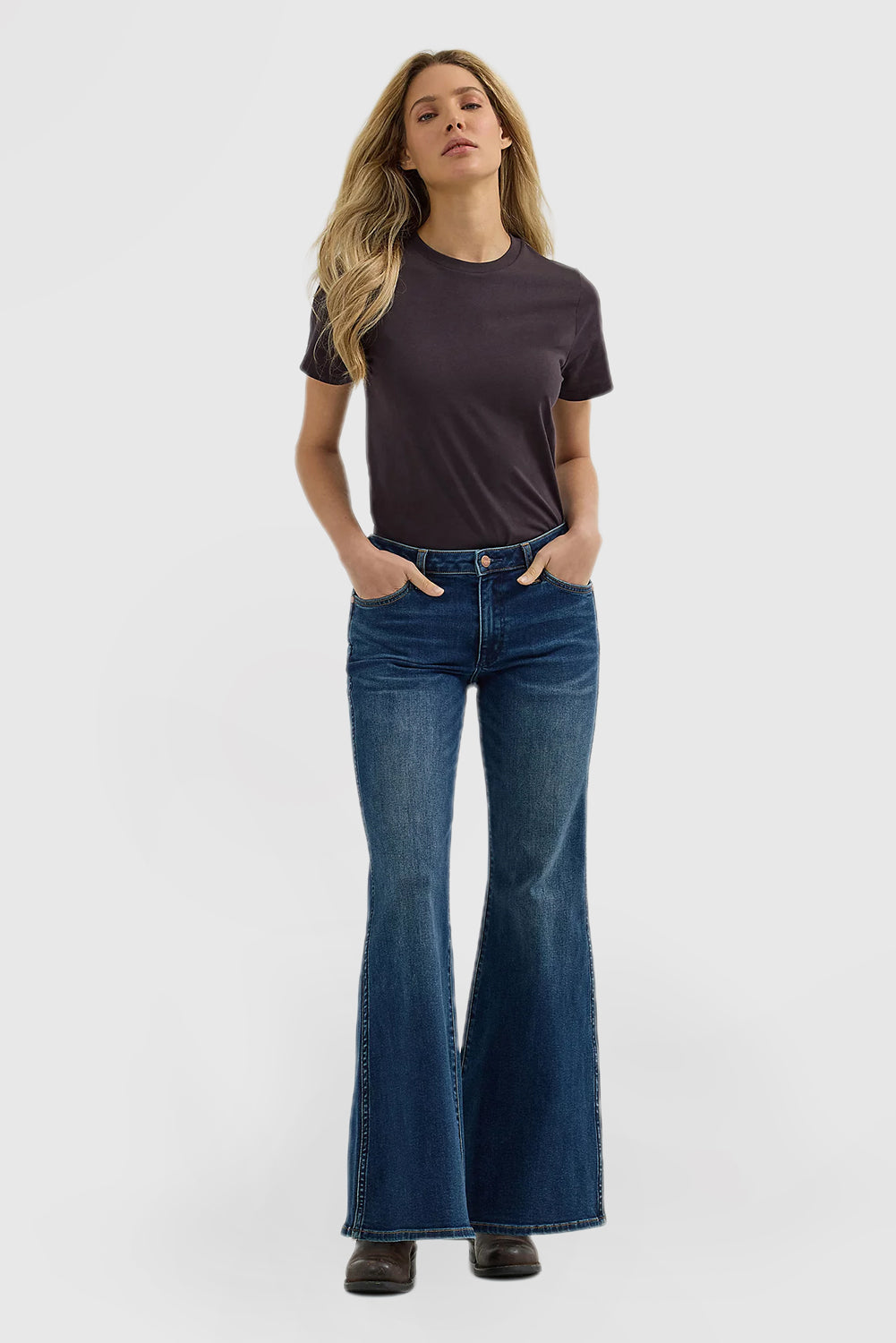 Women's Mid Waist Flared Jeans Vintage Fashion Wide Leg Pants