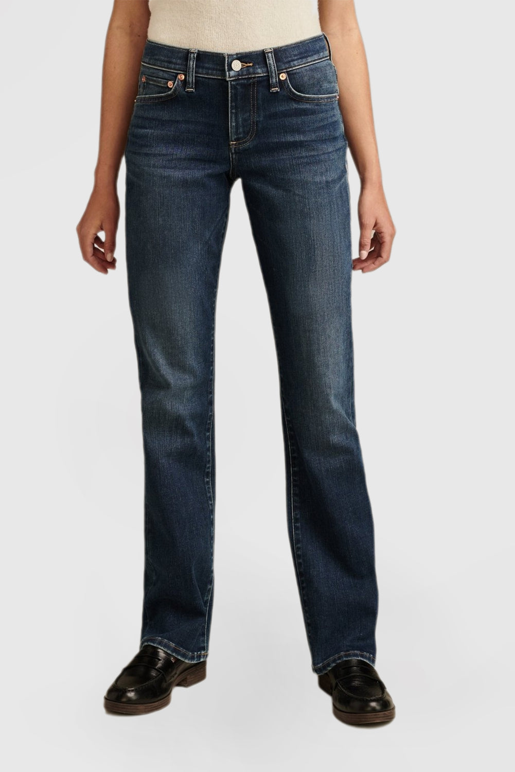 Embrace Sleek Sophistication with These Dark Straight-Leg Jeans