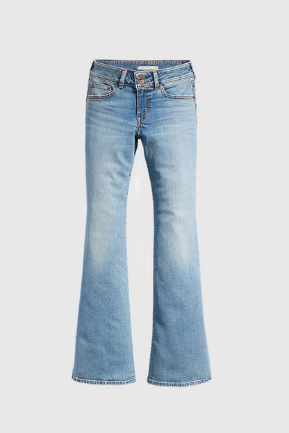 Women's Solid Color Super Low Rise Flare Jeans