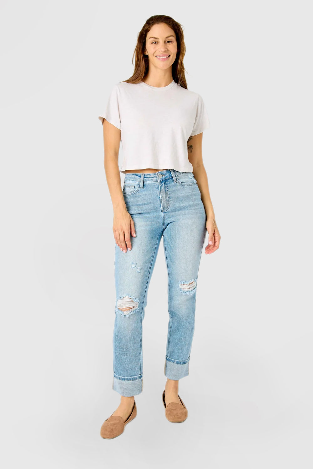 Mid-Rise Jeans with Americana Flag Cuffs and Star Detailing