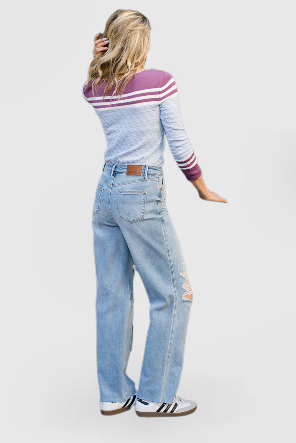 High-Rise 90s-Inspired Distressed Straight-Leg Rigid Denim Jeans