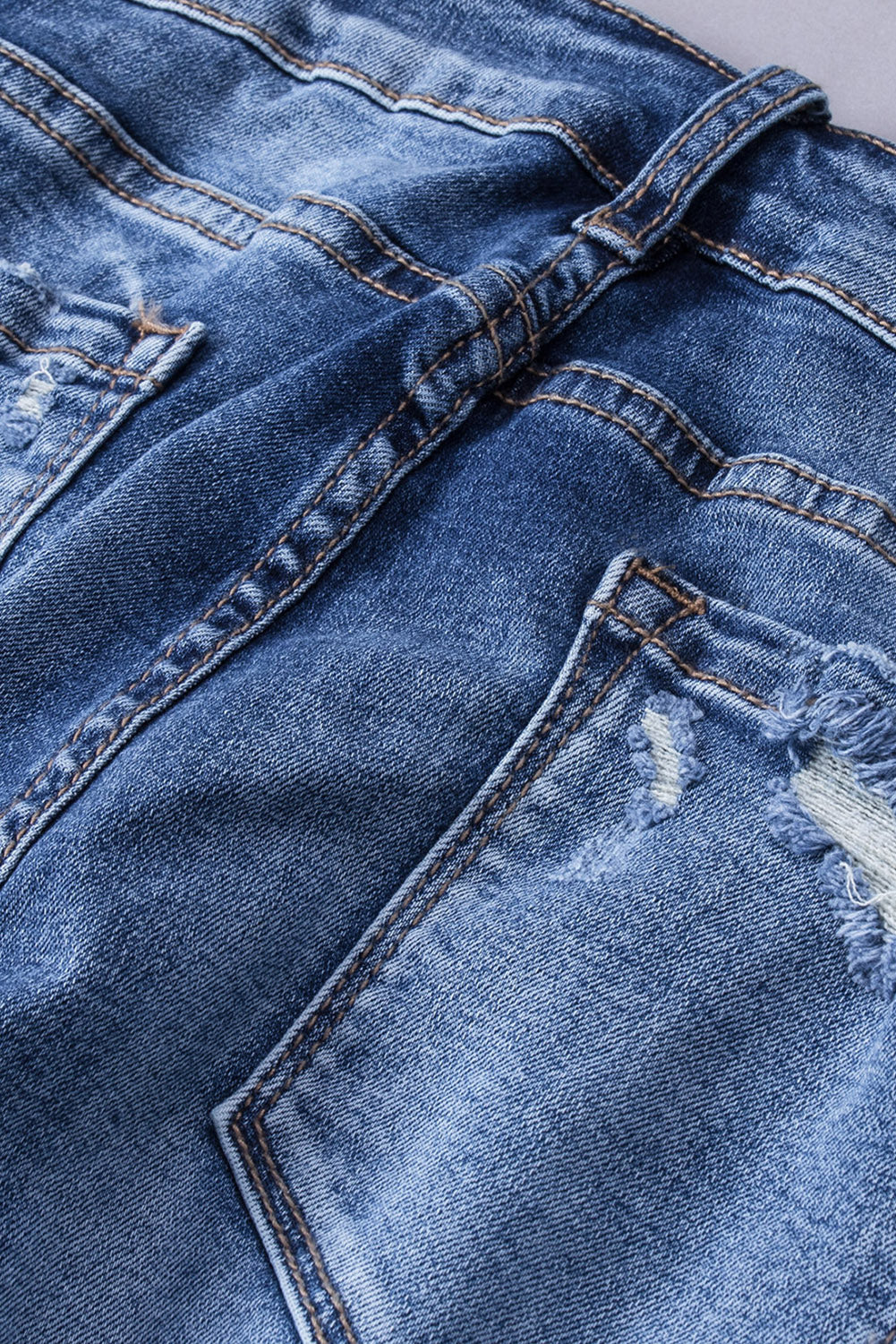 Blue Embossed Fashion Casual Women's Jeans