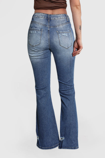 Blue Embossed Fashion Casual Women's Jeans