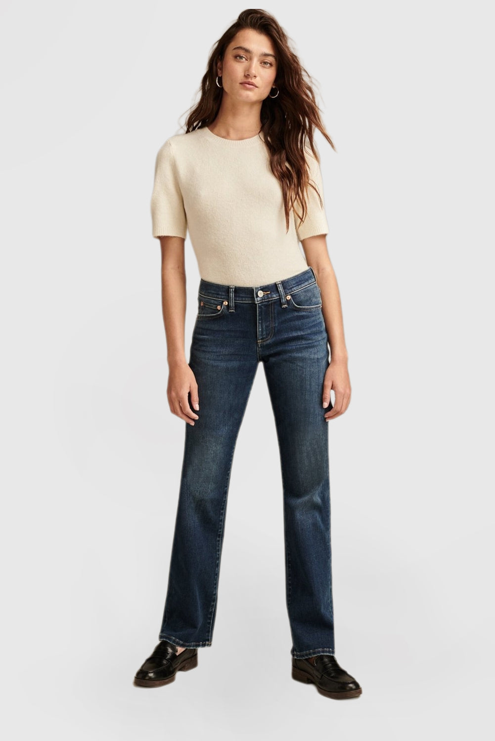 Embrace Sleek Sophistication with These Dark Straight-Leg Jeans