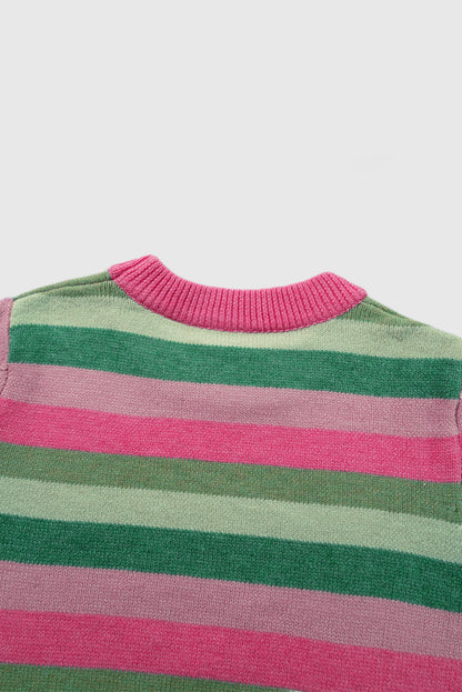 Color Block Ribbed Edge Round Neck Sweater
