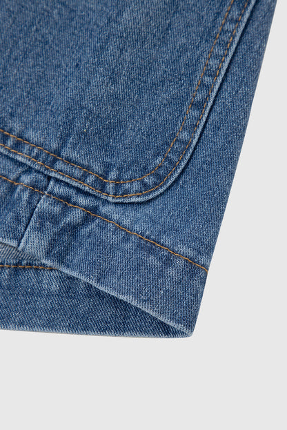 Side Pockets Lapel Collar Denim Jacket