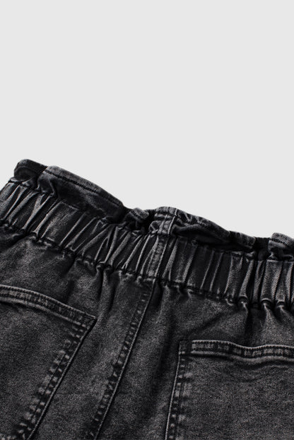 Solid Color High Waisted Tassel Trim Vintage Shorts