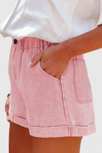 Solid Color High Waisted Tassel Trim Vintage Shorts
