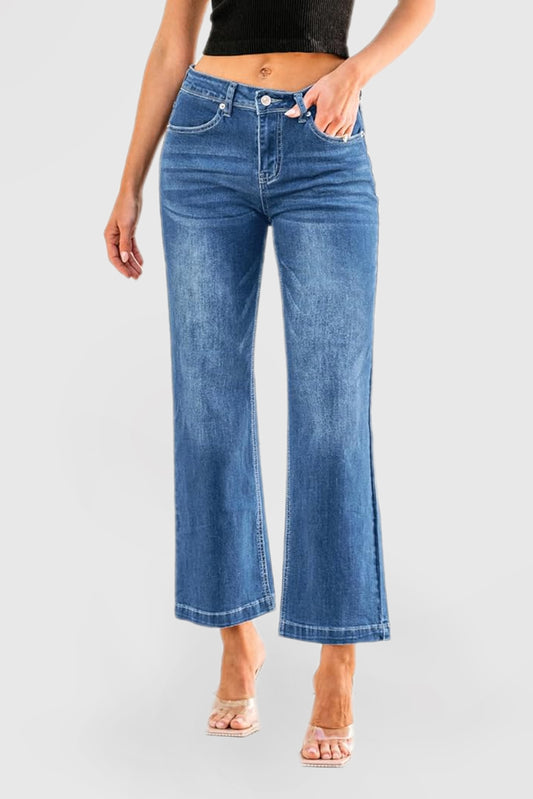 High-Waisted Flare Jeans for Women – Wide Leg Stretch Denim Pants