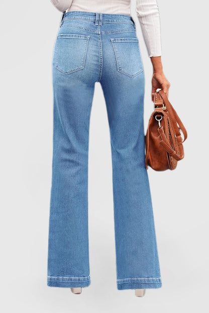 High-Waisted Flare Jeans for Women – Wide Leg Stretch Denim Pants