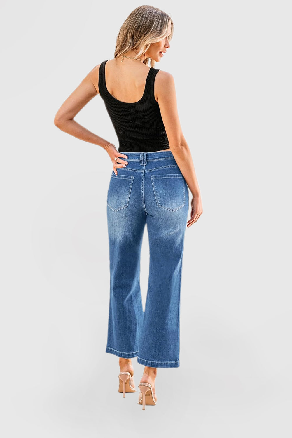 High-Waisted Flare Jeans for Women – Wide Leg Stretch Denim Pants