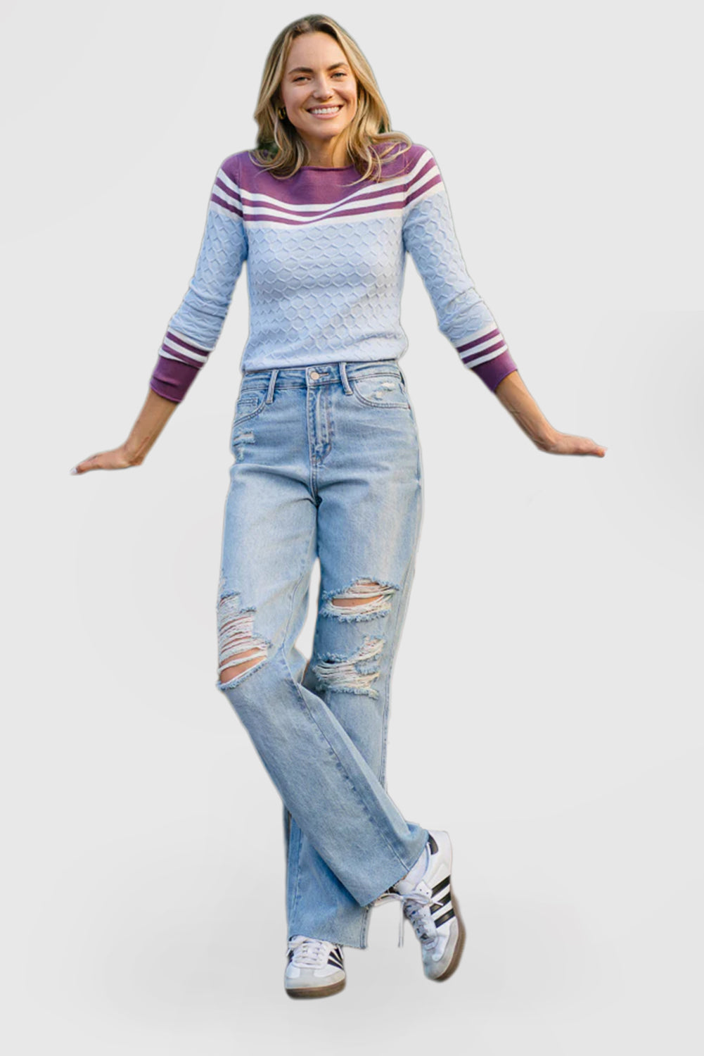 High-Rise 90s-Inspired Distressed Straight-Leg Rigid Denim Jeans