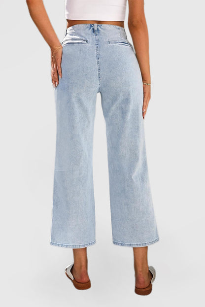 Women's High-Waisted Cropped Wide-Leg Baggy Jeans