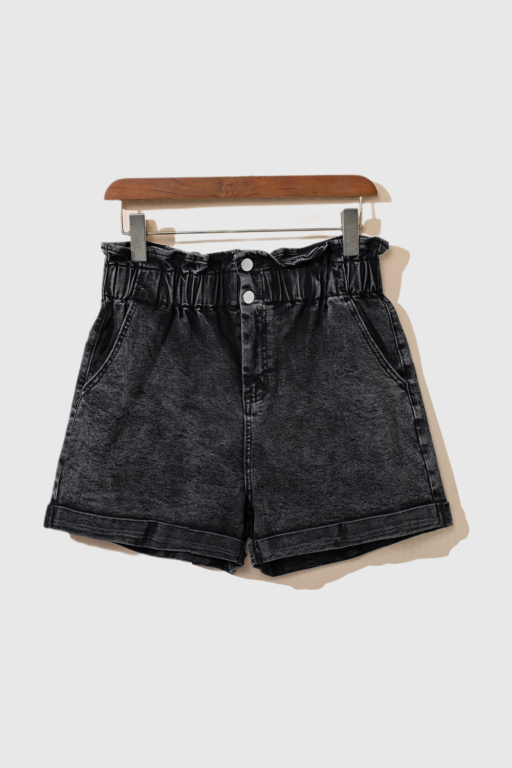 Solid Color High Waisted Tassel Trim Vintage Shorts