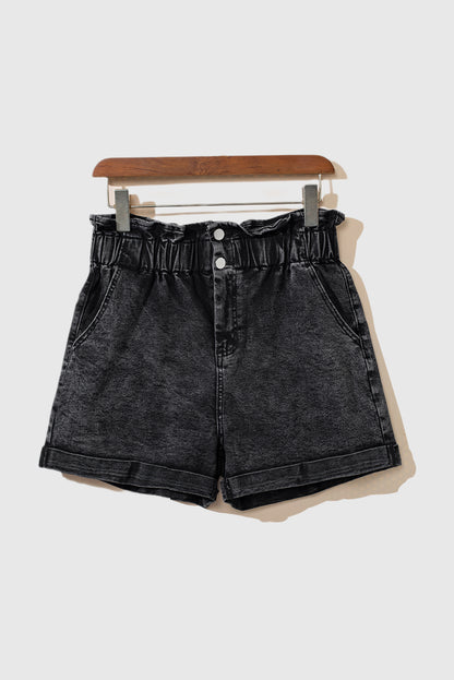 Solid Color High Waisted Tassel Trim Vintage Shorts