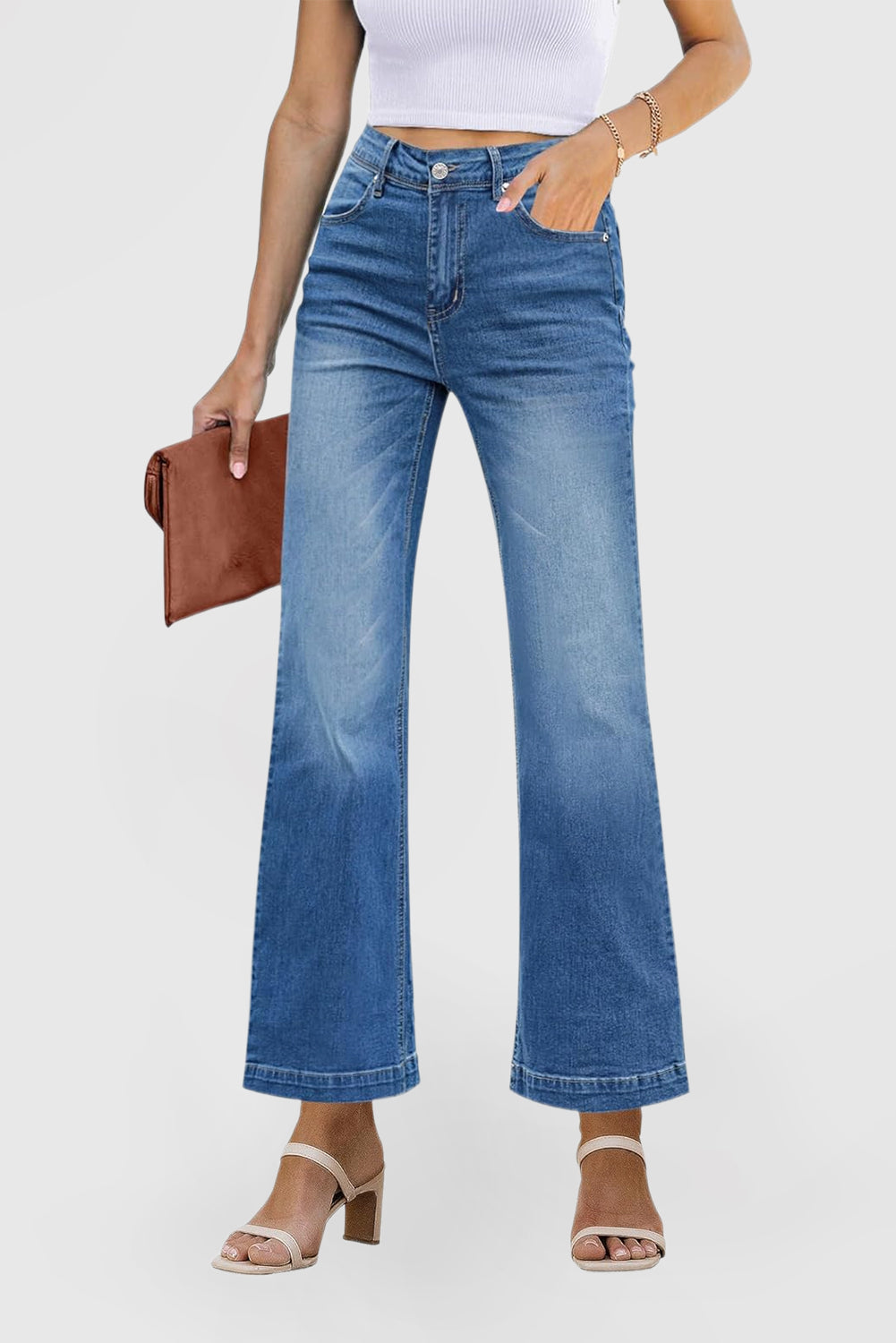 High-Waisted Flare Jeans for Women – Wide Leg Stretch Denim Pants
