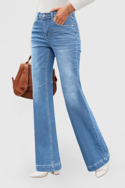 High-Waisted Flare Jeans for Women – Wide Leg Stretch Denim Pants