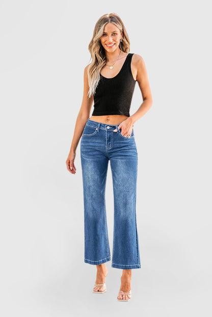 High-Waisted Flare Jeans for Women – Wide Leg Stretch Denim Pants