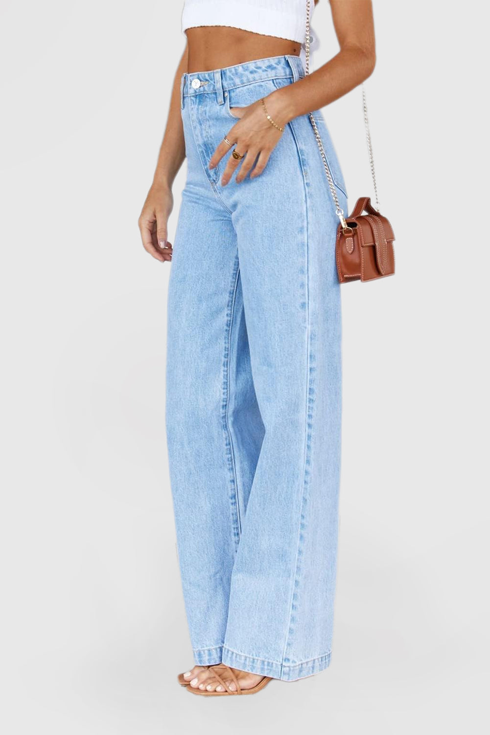 Women's High Waisted Wide Leg Jeans Straight Legs