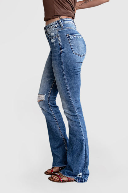 Blue Embossed Fashion Casual Women's Jeans