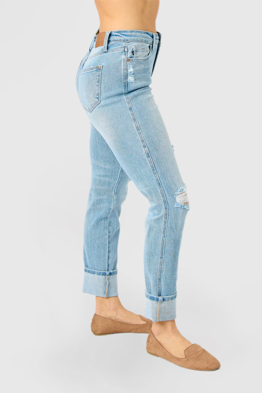 Mid-Rise Jeans with Americana Flag Cuffs and Star Detailing