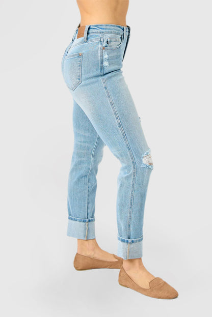Mid-Rise Jeans with Americana Flag Cuffs and Star Detailing