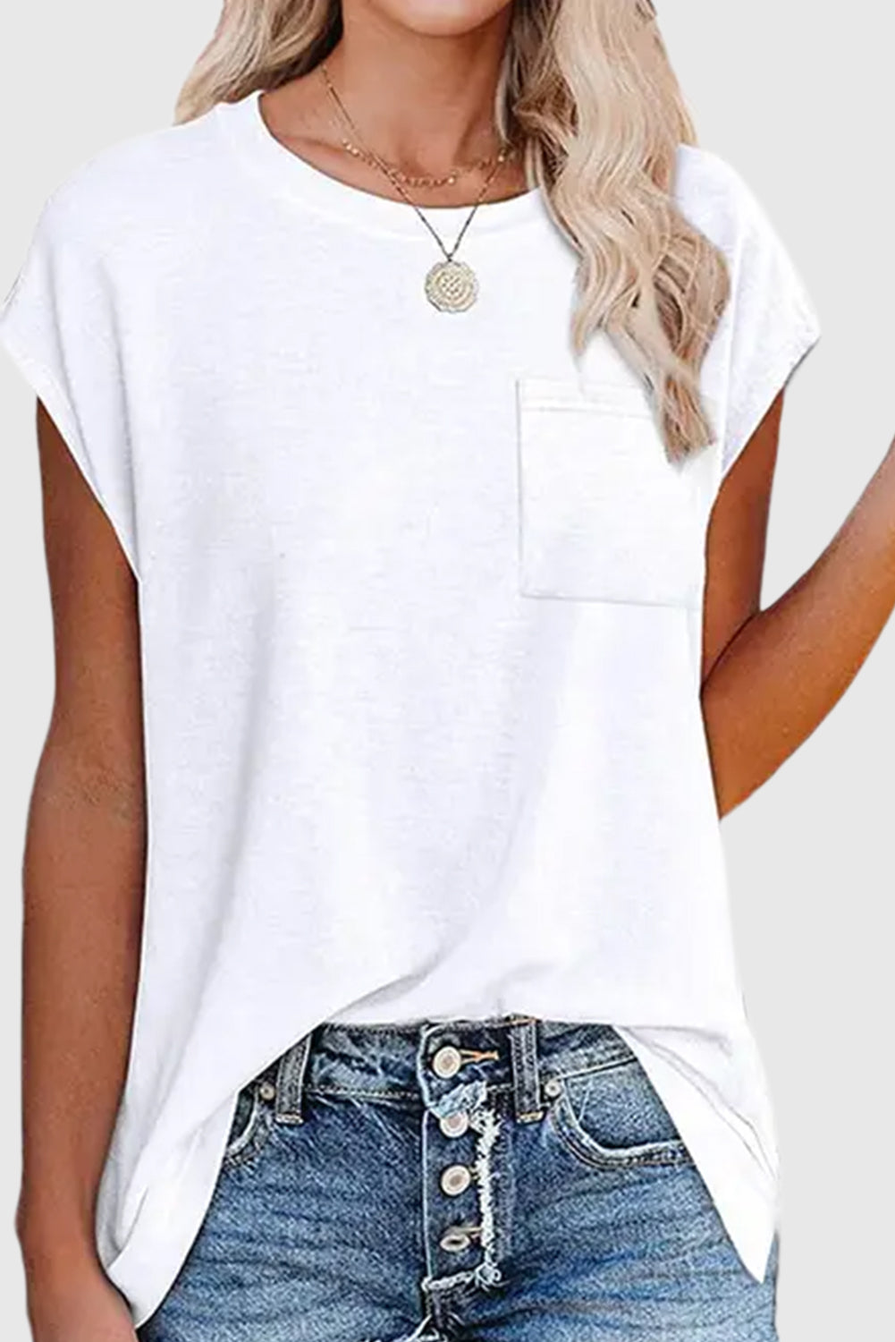 Short Cap Sleeve Shirts Solid Loose Fit  Tops