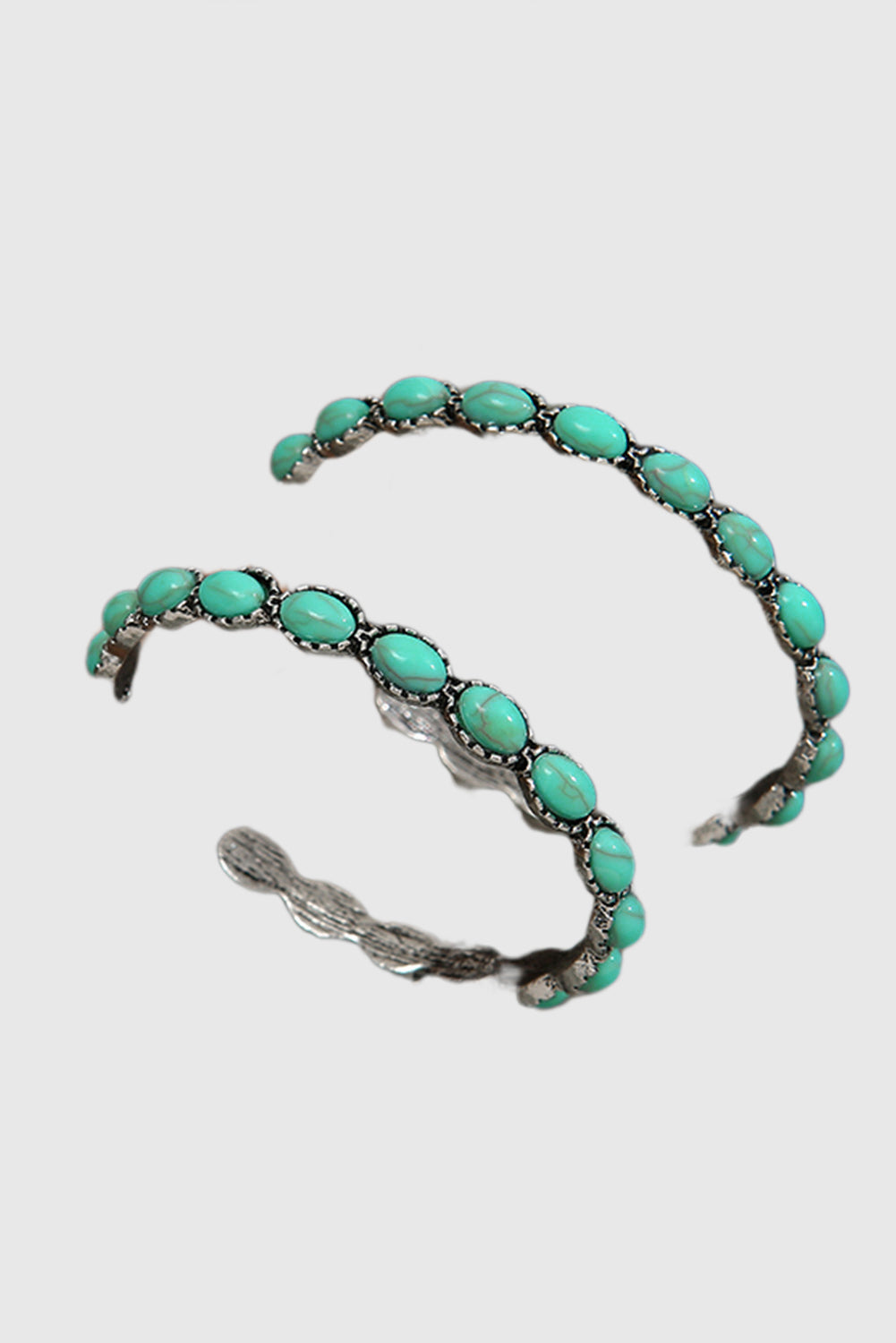Sky Blue Gem Inlay Retro C-shape Earrings
