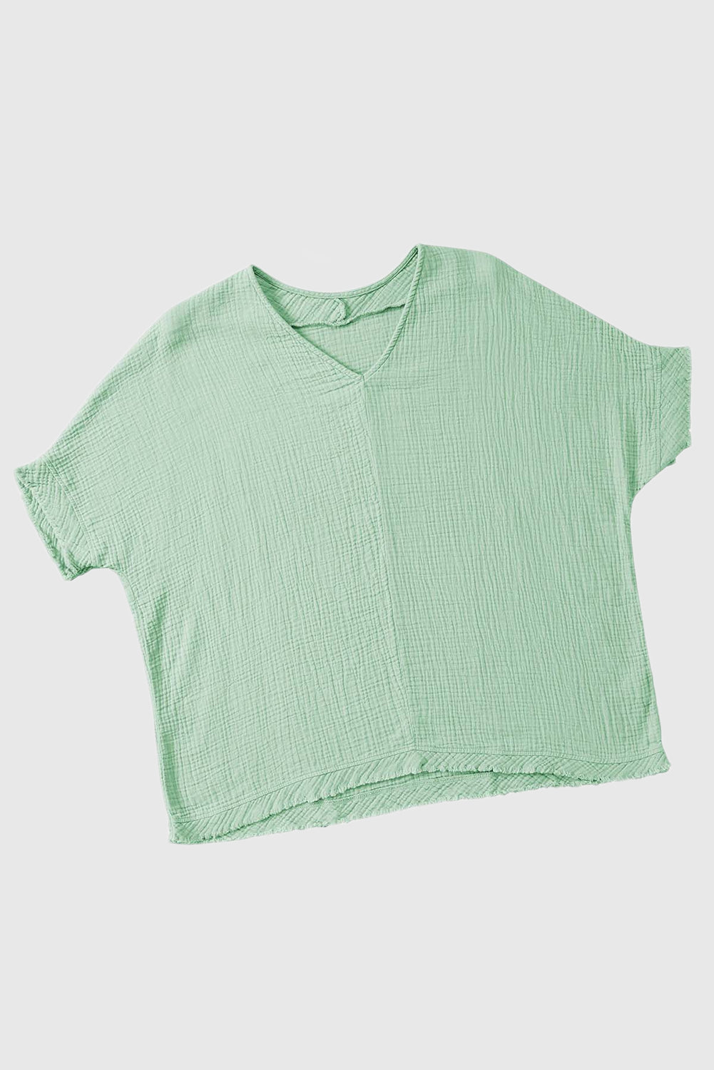 Solid Color Short Sleeve V Neck Shirts Oversized Solid Blouses Tops