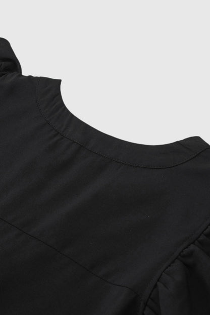 Solid Color V-Neck Loose Woven Cap Sleeve Top