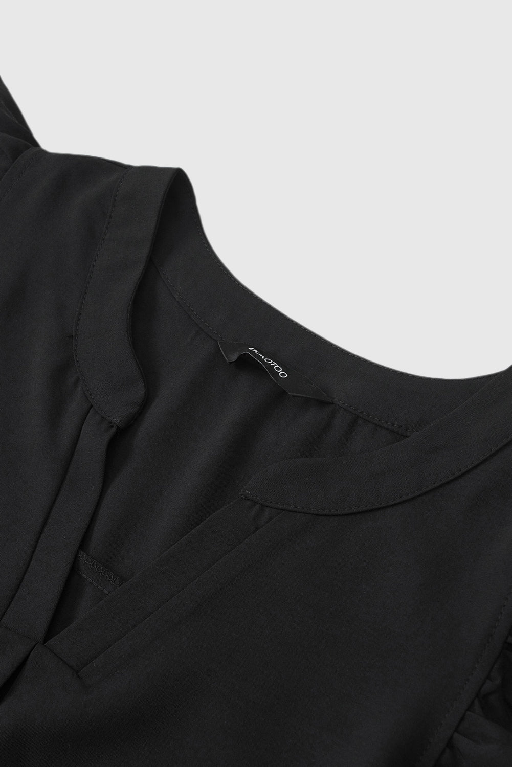 Solid Color V-Neck Loose Woven Cap Sleeve Top