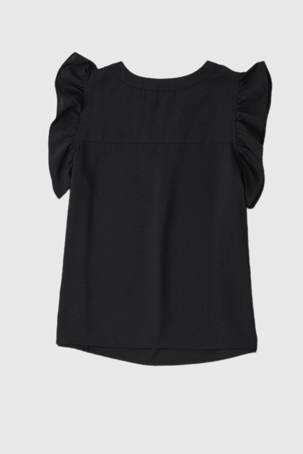 Solid Color V-Neck Loose Woven Cap Sleeve Top