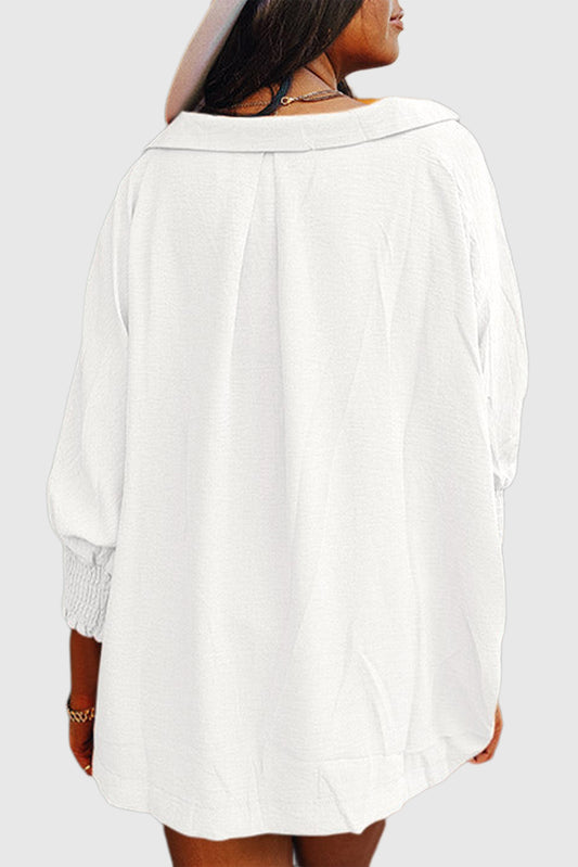 Solid Color V-Neck Pullover Loose Half Sleeve Pullover