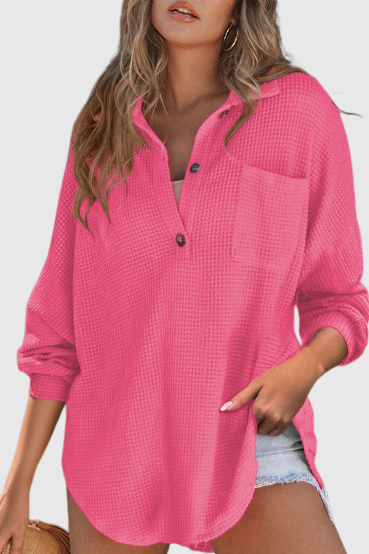Solid Color Shirt Neck Super Loose Casual Long Sleeve Pullover Sweatshirt