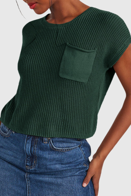 Women's Loose Sweater Round Neck Short Sleeve Top