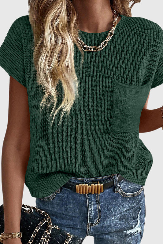 Women's Loose Sweater Round Neck Short Sleeve Top