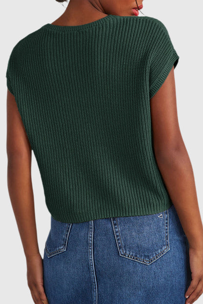 Women's Loose Sweater Round Neck Short Sleeve Top
