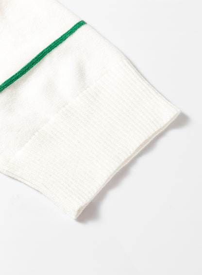White Colorblock Striped Half Sleeve Drop Shoulder Sweater