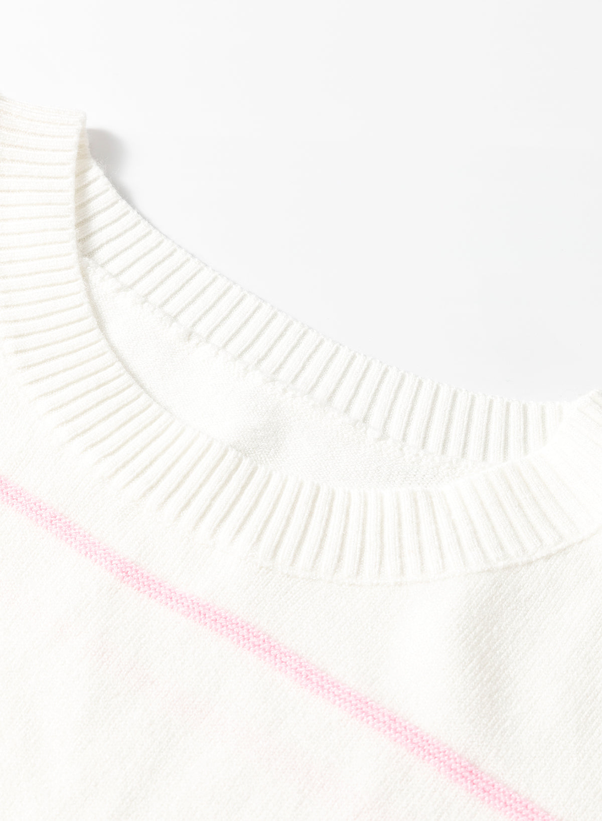 White Colorblock Striped Half Sleeve Drop Shoulder Sweater