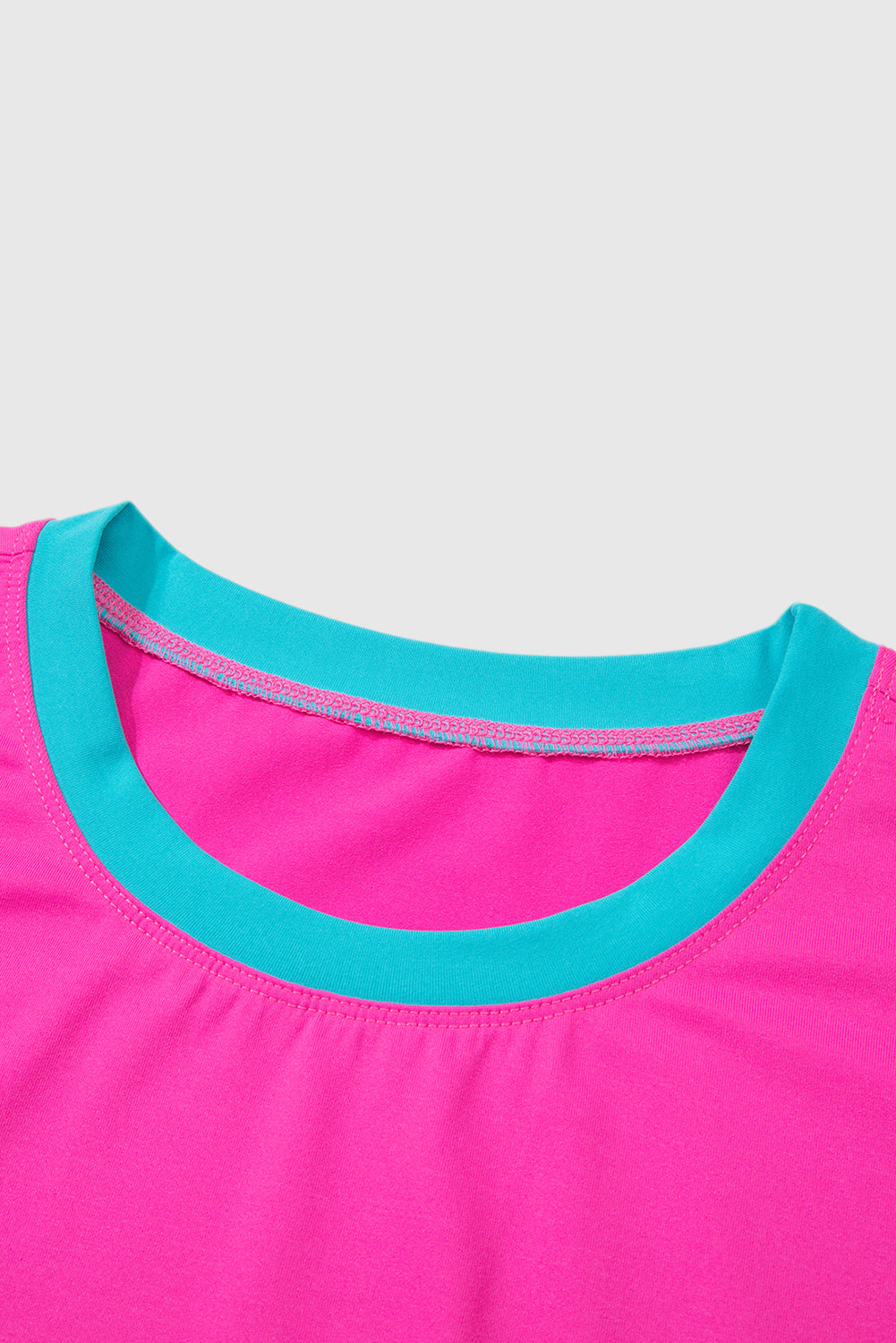 Rose Red Contrast Trim Cap Sleeve Tee Shorts Set