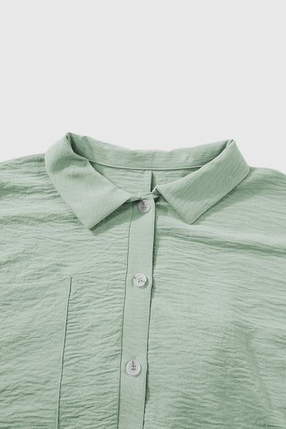 Spinach Green Half Button Collared Loose Romper