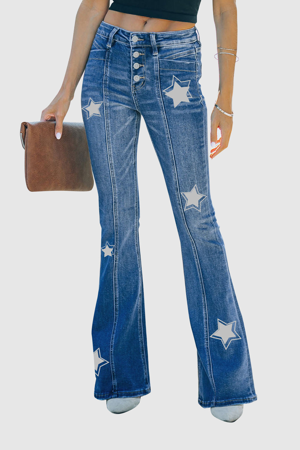 Women's High Waist Mid Waist Stretch Flare Jeans
