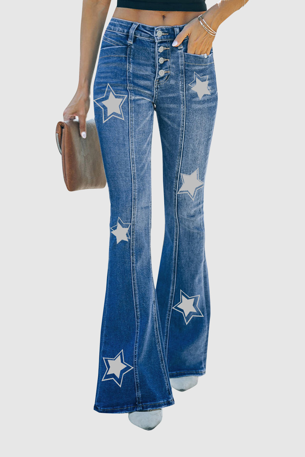 Women's High Waist Mid Waist Stretch Flare Jeans
