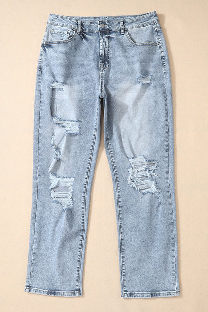 Sky Blue Light Wash Slim Fit High Waist Jeans