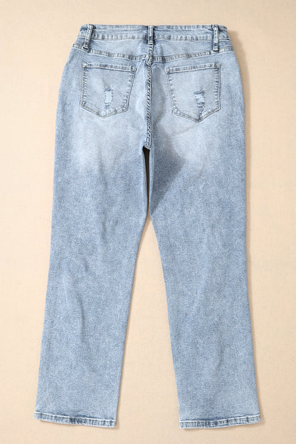 Sky Blue Light Wash Slim Fit High Waist Jeans