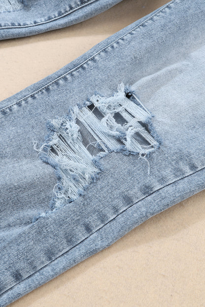 Sky Blue Light Wash Slim Fit High Waist Jeans