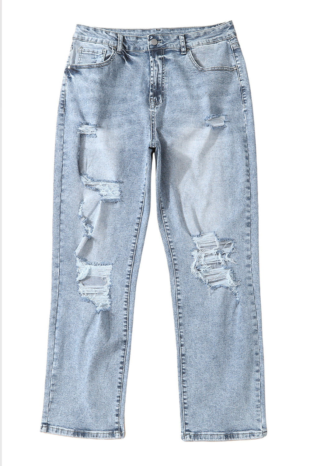 Sky Blue Light Wash Slim Fit High Waist Jeans